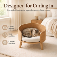 Lit pour chat en bois massif moderne et écologique, avec coussin amovible et lavable, mobilier élégant pour chat d'intérieur, vente en gros