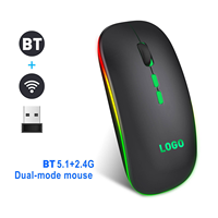 Souris d'ordinateur sans fil optique rechargeable silencieuse ultra-mince 2,4 GHz à double mode, colorée, 1600 DPI, en stock