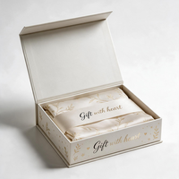 Boîte cadeau en carton rigide recyclable personnalisée avec fermeture magnétique, design style livre, forme et doublure personnalisables, laminage mat