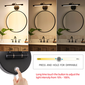 COMBO Applique Murale LED Moderne en Aluminium Noir 3500K Blanc Chaud pour Salle de Bain avec Interrupteur et Durée de Vie de 25000H - Product Image 6