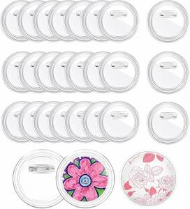 Placa de Identificación Circular Transparente de Acrílico DIY y Marco para Tarjetas de Nombre, 58mm, 75mm, 79mm, Placas en Blanco para Imprimir Fotos, Manualidades Metálicas - Product Image 1
