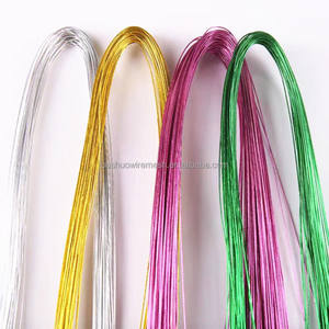 Fournitures de matériel perlé 24 jauge couleur or fil floral fil artisanal fait à la main 80cm fil de fer métallique pour bricolage fleur de perles - Product Image 4