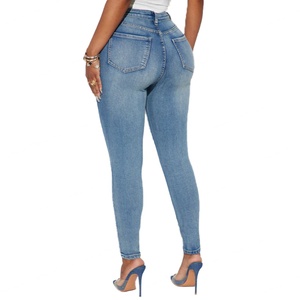 Jeans Ajustados de Cintura Alta con Lavado Vintage, Casuales y a la Moda, Precio al por Mayor - Product Image 2