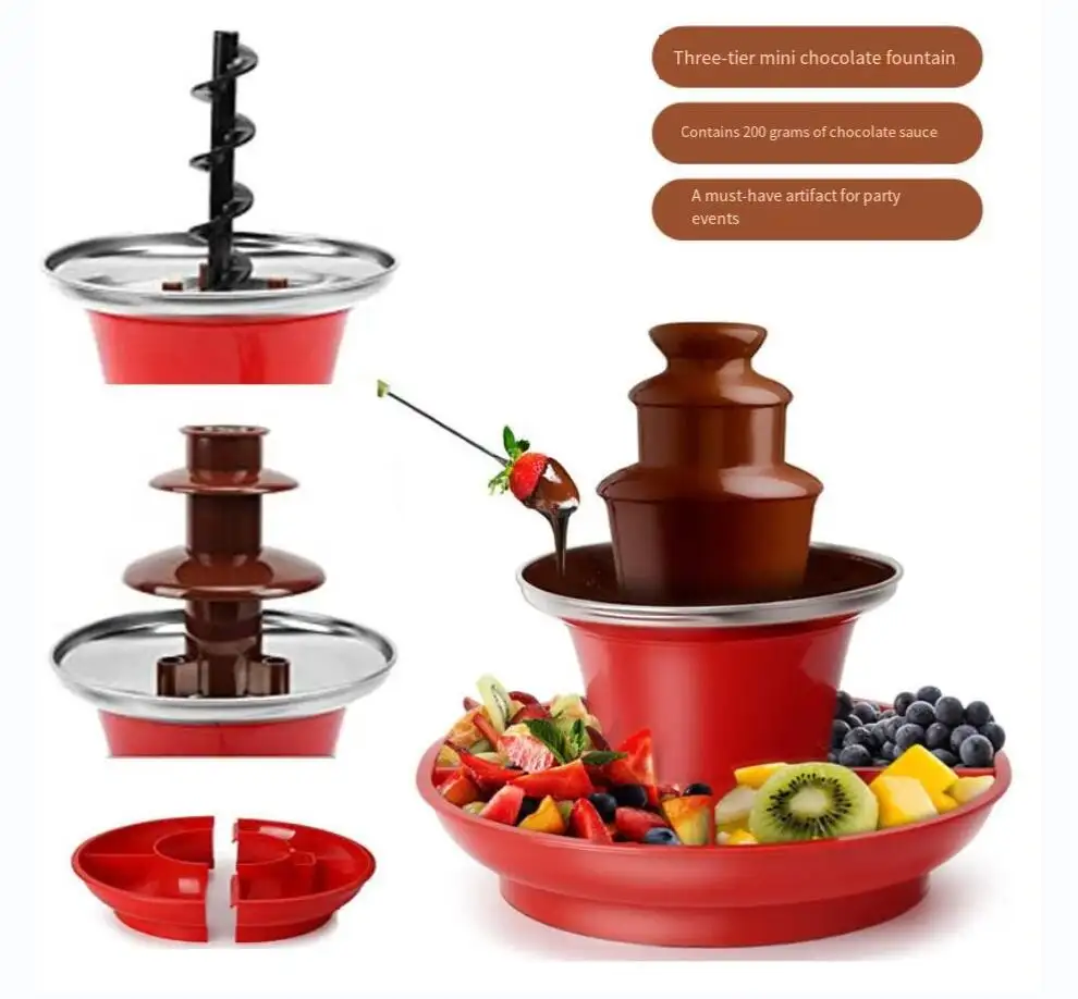 Nueva máquina desmontable de 3 capas para el hogar, fruta, cocina, cascada de Chocolate, torre de acero inoxidable 304SUS, soporte para fuente de Chocolate