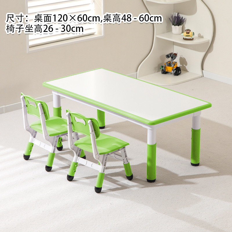 White cardboard green table and two chairs