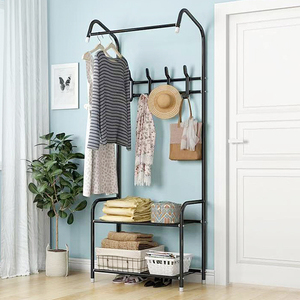 Perchero de pie para ropa y zapatos, organizador de almacenamiento colgante con estantes para abrigos y prendas de vestir - Product Image 2