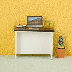 Mini1:12 Escritorio de almacenamiento de doble capa Mini modelo de muebles DIY Casa de muñecas de juguete de madera con escena de sala de estar para propietarios de casas de muñecas - Product Image 4