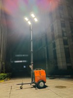 Générateur diesel 7M 4x400W, tour d'éclairage LED mobile, mât télescopique, éclairage portable pour stade de football en plein air