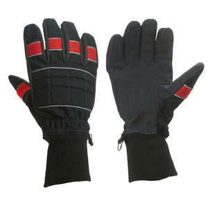 Fire Fighting Safety <b>Gloves</b> Leather Smooth Textured Anti-Slip <b>Knit</b> Wrist Abrasion Resistant Latex-Free 7 oz 14 Inch Safety Cuff - Product Image 1
