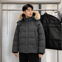 Parka d'hiver chaude pour homme avec capuche en fausse fourrure et rembourrage épais