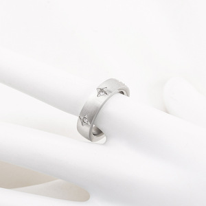 yunnique Unisex <b>Titanium</b> Steel <b>Rings</b> Star Diamond Pave Setting Gift Jewelry - Product Image 2