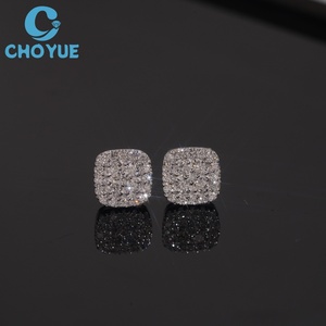 Hot Sale HPHT Lab Diamonds Stud <b>Earrings</b> Real 925 Silver Gold Plated Claw Setting Luxury Square Screw <b>Back</b> Stud <b>Earring</b> Jewelry - Product Image 3