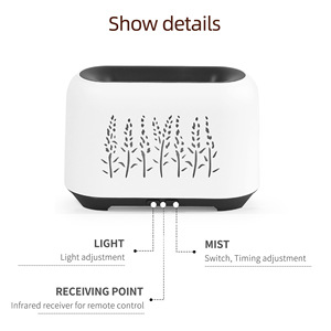 Diffuseur d'arômes ultrasonique miniature JCSY 5V avec motif d'épi de blé, humidificateur USB blanc gris grain de bois clair 0,5L - Product Image 4