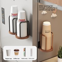 Distributeur de gobelets en bois de noyer mural sans perçage, support de rangement pour gobelets à café et à thé jetables, organisateur de comptoir et de bureau