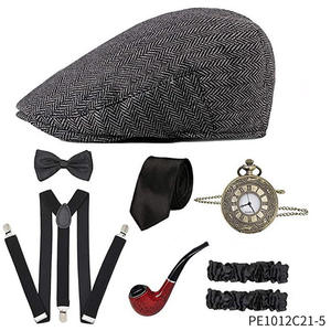 Aksesori pria 1920s Gatsby kostum Set pria, baret pesta <span class=keywords><strong>Prom</strong></span>, baret Gangster, Set kostum Ecowalson - Product Image 2