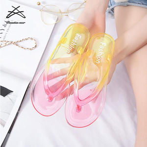 Nuova moda donna PVC piscina spiaggia <span class=keywords><strong>bagno</strong></span> perizoma piatte <span class=keywords><strong>infradito</strong></span> ciabatte <span class=keywords><strong>infradito</strong></span> pantofole trasparenti sfumate <span class=keywords><strong>infradito</strong></span> - Product Image 3