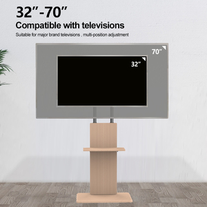 32"-70" Height Adjustable Modern Universal TV Mount TV Floor Stand Base Tv Cart With Wheels and <strong>Laptop</strong> Wood <strong>Shelf</strong> MSD006MT - Product Image 4