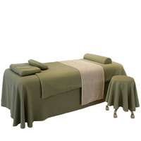Housse de table de massage personnalisée verte à motif pied-de-poule, ensemble de draps de luxe pour table de massage