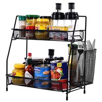Organiseur de comptoir en métal noir, double couche, mobile, multifonctionnel, style nordique minimaliste moderne