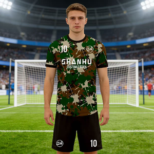 カスタムロゴサッカーユニフォーム速乾迷彩カラー フットボールユニフォームTシャツ スポーツTシャツ ジャージ サマーサッカーアウターウェア - Product Image 1