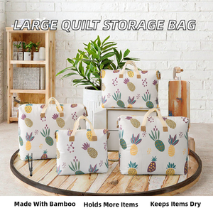 Bamboo Glossy Lightweight Quilt Storage Bag for Clothing Luggage <b>Wardrobe</b>-<b>Large</b> Capacity Waterproof Moistureproof - Product Image 2