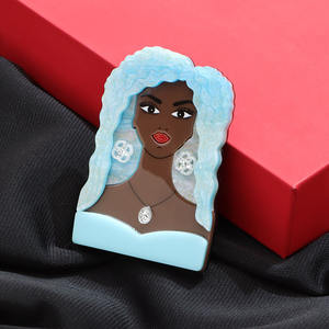 ロングヘア女の子アクリルブローチ服ラペルピンブローチ女性 - Product Image 4