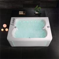Bañera de Hidromasaje Rectangular Pulida para Interiores, con 36 Chorros de Hidroterapia Rejuvenecedores, Cortina de Agua Ajustable para Uso en Villas y Apartamentos
