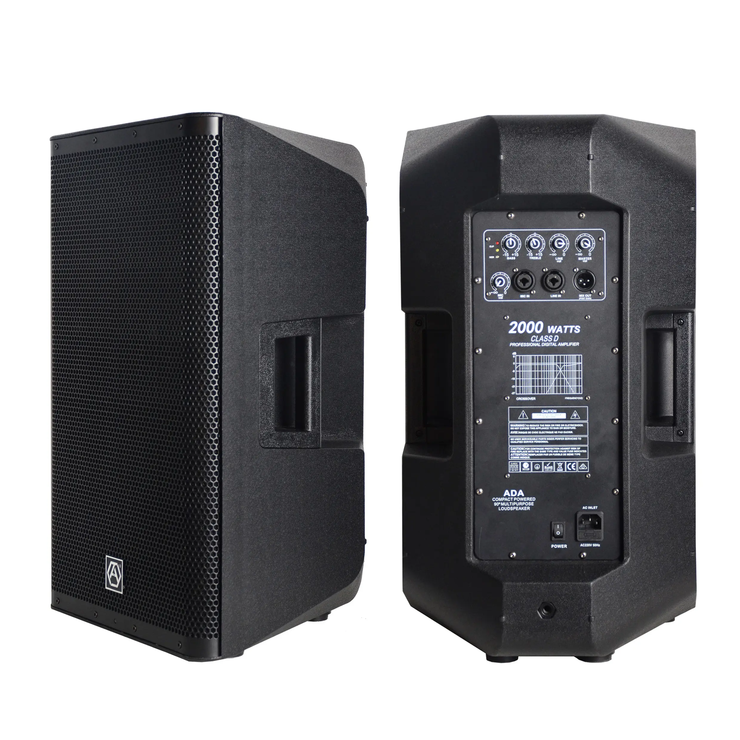 ACC CAU15ADA 500W 15 인치 스피커 전문 오디오 액티브 디지털 사운드 박스 홈 오디오 파티 dj 가라오케 전원 스피커