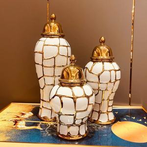 แจกันขิงเซรามิกสำหรับตกแต่งบ้าน,ขวดโหลเซรามิกตกแต่งหรูหราสูงใหญ่ตั้งพื้นสำหรับงานแต่งงานตรงกลาง - Product Image 5