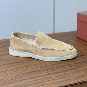 รองเท้าหนังผู้ชายสไตล์ลำลองสำหรับฤดูร้อน ขายส่งจากโรงงาน หนังกลับแท้ พื้นเรียบ ไซส์ใหญ่ ดีไซน์ทรงถั่ว สำหรับฤดูใบไม้ผลิ - Product Image 3