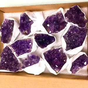 Kristal kuarsa kristal Dekorasi Paskah hadiah amethyst cluster kotak kecil kalung