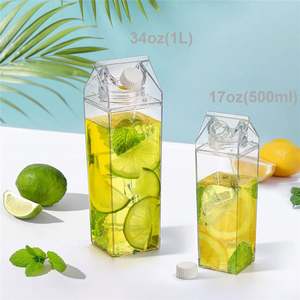 New 500Ml 1000Ml BPA Free Drinking Juice Drink Milk <b>Gym</b> Workout Sports Square Shaped Plastic <b>Water</b> <b>Bottle</b> - Product Image 3