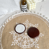 Maquillage en bois poche rond Portable miroirs compacts Logo personnalisé miroir cosmétique voyage petits miroirs