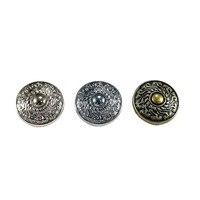 Kancing Logam Hias Bulat Berwarna-warni Premium Kustom dengan Embos, Kancing Berlapis Elektro dari Paduan Seng untuk Pakaian Luar