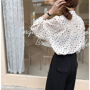 Polka del Puntino di Stampa Delle Donne Della Camicia Sexy Camicetta Dolce Autunno Lanterna Manica Lunga Office Lady Tops Blusa Trasporto di Goccia - Product Image 4