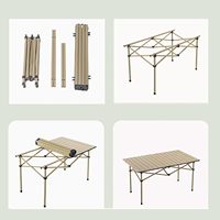 Table pliante en acier au carbone de petite taille, portable pour le camping, table roulante en métal pour l'extérieur