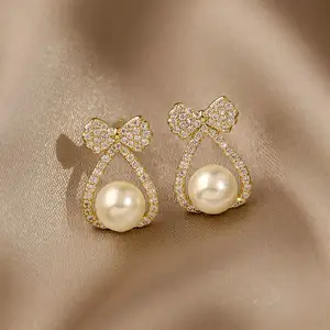AA01395 anting mutiara baru modis untuk wanita toko perhiasan grosir