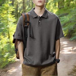 เสื้อยืดคอกลมผู้ชายแฟชั่นลำลองสำหรับฤดูร้อน ผ้าไหม/ผ้าฝ้ายปักลายทั้งตัว ระบายอากาศได้ดี แห้งเร็ว ขายส่ง - Product Image 2