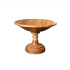 Modern Design Polished Acacia Wood Pedestal Pillar Fruits Bowl Eco-Friendly Vintage Party Home Decoration <b>Table</b> Display Food - Product Image 6