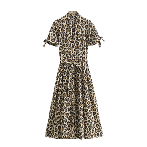 Robe d'été décontractée pour femme, col en V, manches 3/4, longueur genou, tissée, unie, style doux, coupe trapèze, ourlet plissé vintage, 100% coton - Product Image 4
