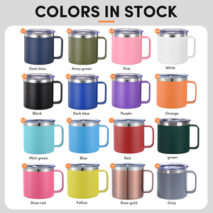 En gros, Tasse à café isotherme personnalisée en acier inoxydable à double paroi de 14 oz, avec poignée, couvercle et paille, pour boissons glacées et de voyage - Product Image 6