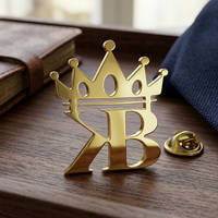 Broches de mode plaquées or, découpées au laser, en acier inoxydable, accessoire de costume d'entreprise, badge personnalisé, épingle à broche pour cadeau