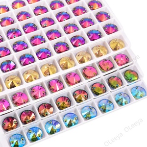 โรงงานโอลียา มีมากกว่า 55 สี คริสตัลคุณภาพสูงขนาด 12 มม. รูปทรงกลมแบบริโวลี  คริสตัลหลังแบน AB สำหรับเย็บติดตกแต่งชุดแต่งงาน - Product Image 2