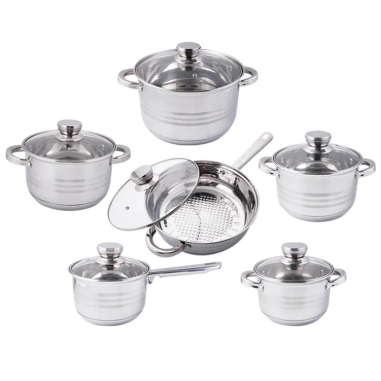 12個の調理器具セットステンレス鋼の調理鍋と鍋