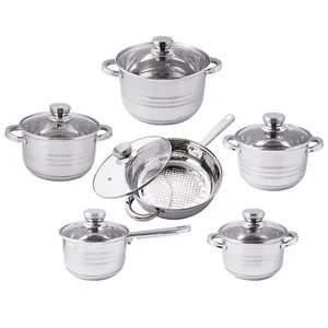 12 pièces batterie de cuisine en acier inoxydable casseroles et casseroles - Product Image 1