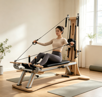Chaise de Pilates haute en bois d'érable pour studio de yoga, équipement de fitness pour femmes, pour l'entraînement du tronc, avec rouleau lisse Zen en érable