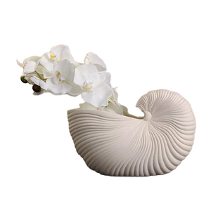 Pot de fleurs en béton créatif à motif coquillage, décoration artistique de bureau, couleur et logo personnalisés, vase pour fleurs séchées Phalaenopsis - Product Image 1