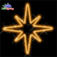Décoration lumineuse LED d'extérieur en forme d'étoile de Noël 2D pour poteau, idéale pour les jardins et les affichages commerciaux de vacances