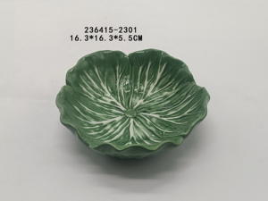 DSX <span class=keywords><strong>Assiette</strong></span> à salade en céramique peinte à la main motif <span class=keywords><strong>feuille</strong></span> <span class=keywords><strong>de</strong></span> chou en relief bol personnalisé - Product Image 5