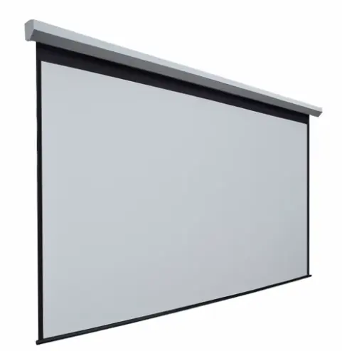 PVC suave blanco 84 pulgadas motorizado electrónico en pantalla de proyector de tensión de lengüeta de techo